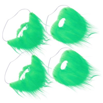 Abaodam 4pcs Green Fake Beard for St Patrick's Day Party Funny Cosplay Costume Prop Dense Hair for Irish Celebration and Photo Shoots