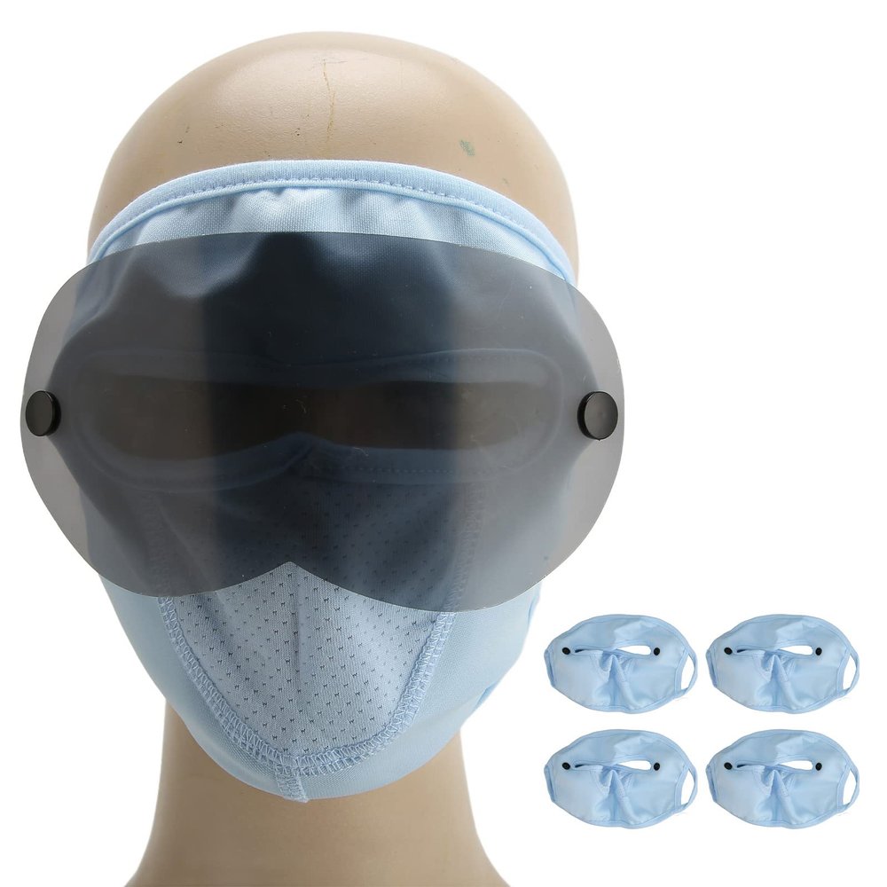 Face Mask, Comfortable, Machine Washable, Lightweight for Outdoor Use, Face Cover Sunscreen Sun Protection Face Wrap Holder Full Size with Eye Protector for Outdoor Activities (Blue)