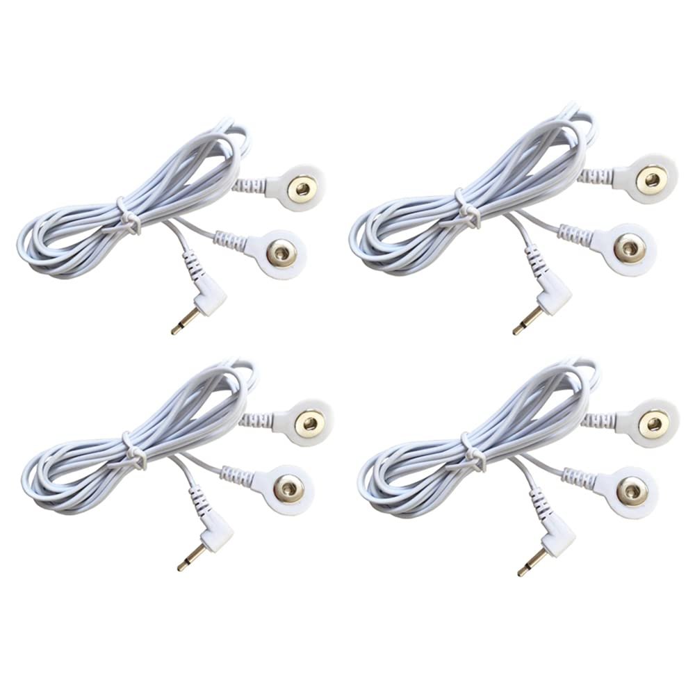 4PCS Replacement TENS Lead Wires 2.5mm Plug to 3.5 mm Snap Replace Cable Lead Wires for TENS Unit Physiotherapy Machine