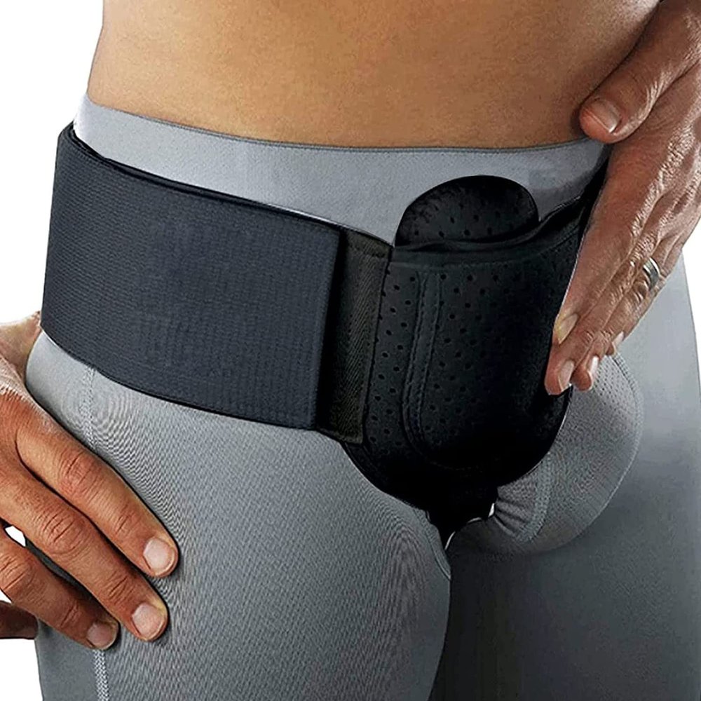 Samnuerly Inguinal Groin Hernia Belt, Medical Hernia Truss Support with Removable Compression Pad and Adjustable Waist Strap for Inguinal, Incisional Hernias Pain Relief Groin Brace Schwarz