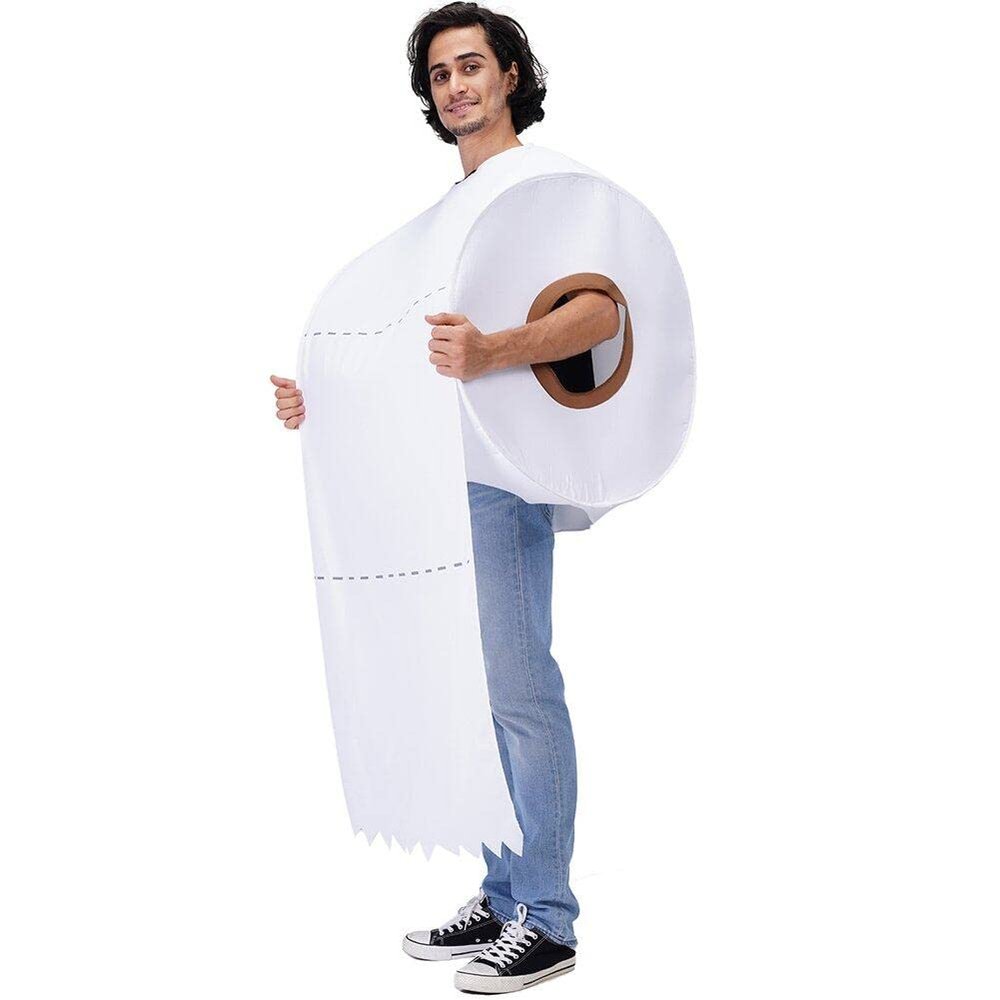 Wudaizhi Funny Rolling Paper Couples' Costume, Halloween Toilet Paper Tissue Cosplay Outfit for Adults