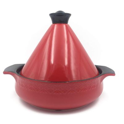 Braiser Pan Healthy Pot Clay Pot for braising, Hand Cooking Earthenware Pot, Ceramic Pot with red lid (Red 1.58Quart)