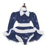 Long Sleeve Dress PVC Pant Dress Lockable Outfit Shiny,Dark Blue,7XL view 1