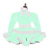 Long Sleeve Dress PVC Pant Dress Lockable Outfit Shiny,Light Green,S view 1