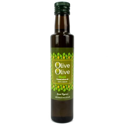 Basil Infused Olive Oil Extra Virgin by OliveOlive - First Cold Pressed Olive Oil from Cyprus - 100% Handpicked Olives - High PolyPhenols - 250ml dark glass bottles (Basil)