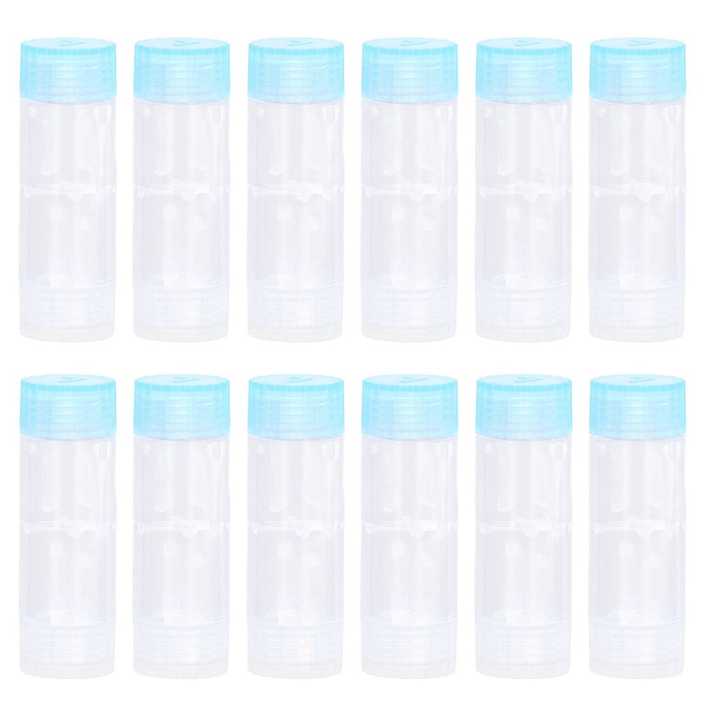Tyenaza 12Pcs Contact Lens Case, Transparent Portable ABS Contact Cylindrical Lens Box for Travel Outdoor Daily Use