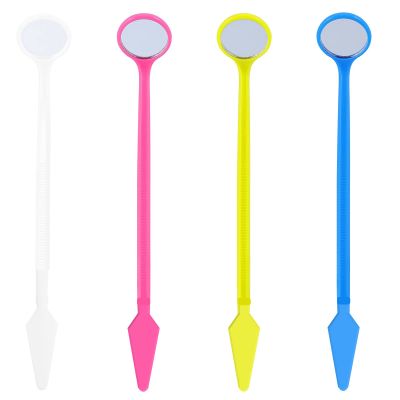 40 Pieces Plastic Dental Mirror for Teeth Inspection, Disposable Mouth Mirror Curve Angle Dentist Instrument Oral Care Tool