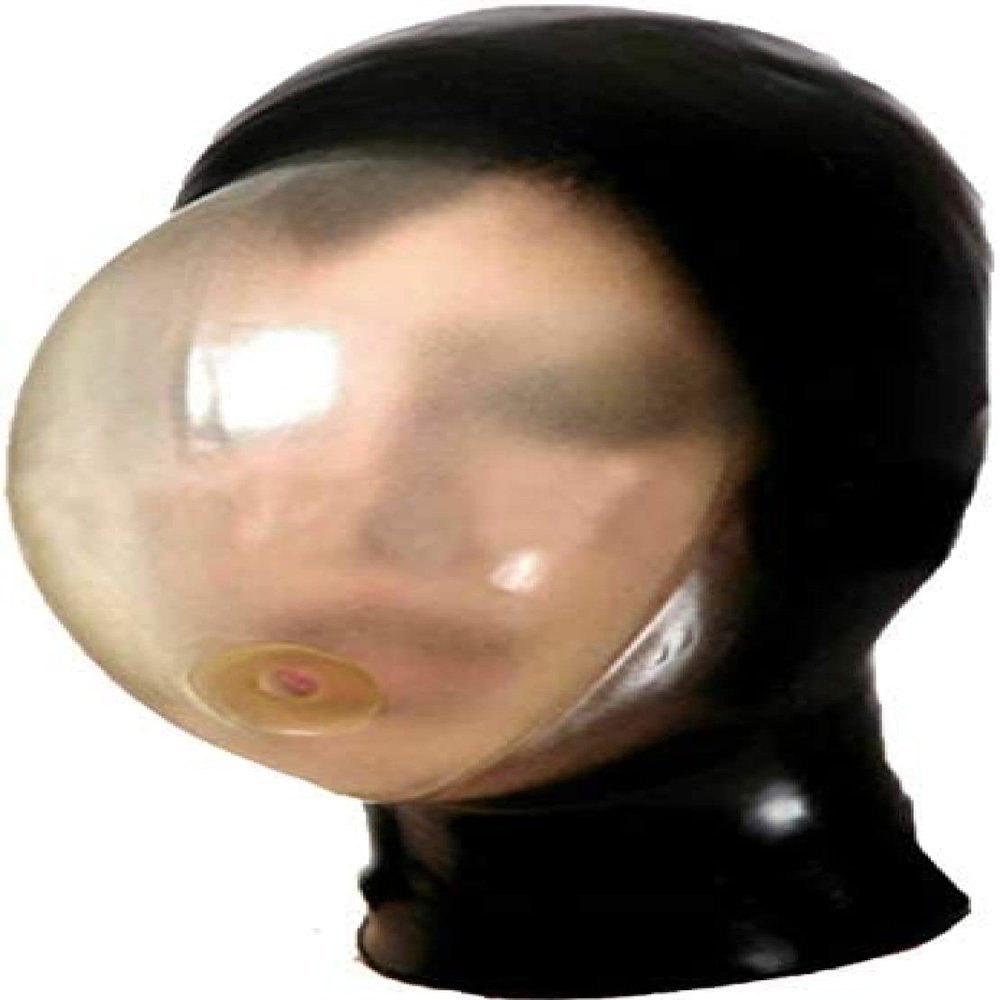 Seamless Breath Control Hood Breath Play Latex Mask Suffocating Gummy Rubber,Transparent,XX-Large