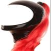Latex Hood with Ponytail Wig Back Zipper Open Face Rubber Mask Cos Club Wear,Black,XX-Large view 1