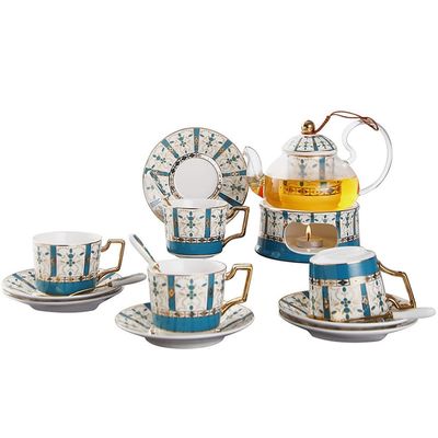 European Ceramic Flower Tea Set Set Afternoon Tea Heated Glass Flower Teapot Flower Tea Cup Gift Box