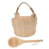 Alipis Classic Wooden Sauna Bucket and Wooden Ladle Set Plastic Liner for Sauna and Steam Room Use Practical Wood Barrel Bath Accessory for Water Pouring and Showering view 1