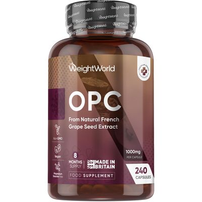 WeightWorld Grape Seed Extract Capsules 1000mg | 240 Capsules | 8 Months Supply | 95% OPC (Oligomeric Proanthocyanidins) | Vegan Polyphenols Supplement for Men & Women | 1 per Day | Made in The UK