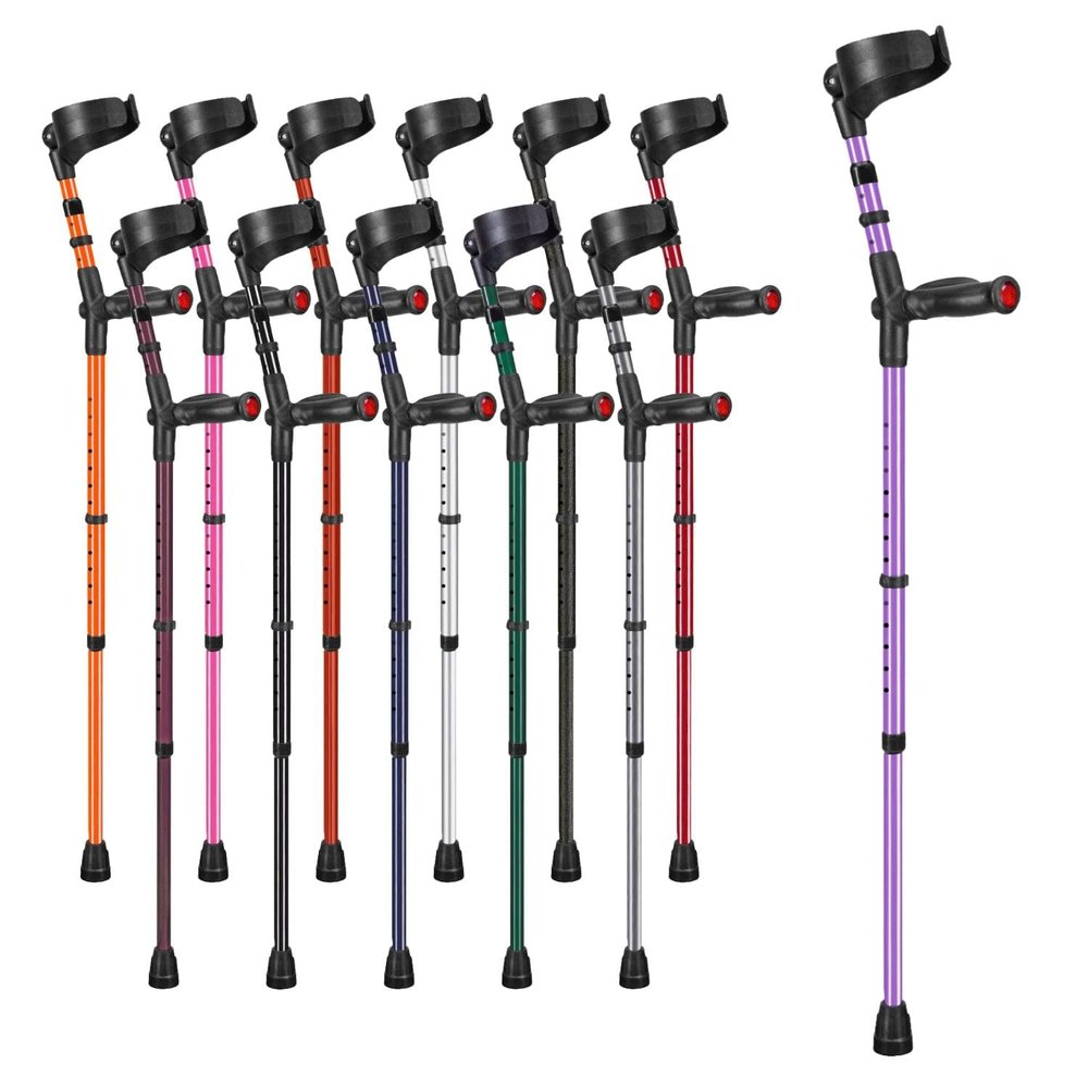 Ossenberg Comfort Grip Closed Cuff Double Adjustable Crutch  Purple - Right Handed | Height Adjustable Elbow Crutch for Men Women Adults Arthritis Comfort Anatomic Handle Forearm Ergonomic