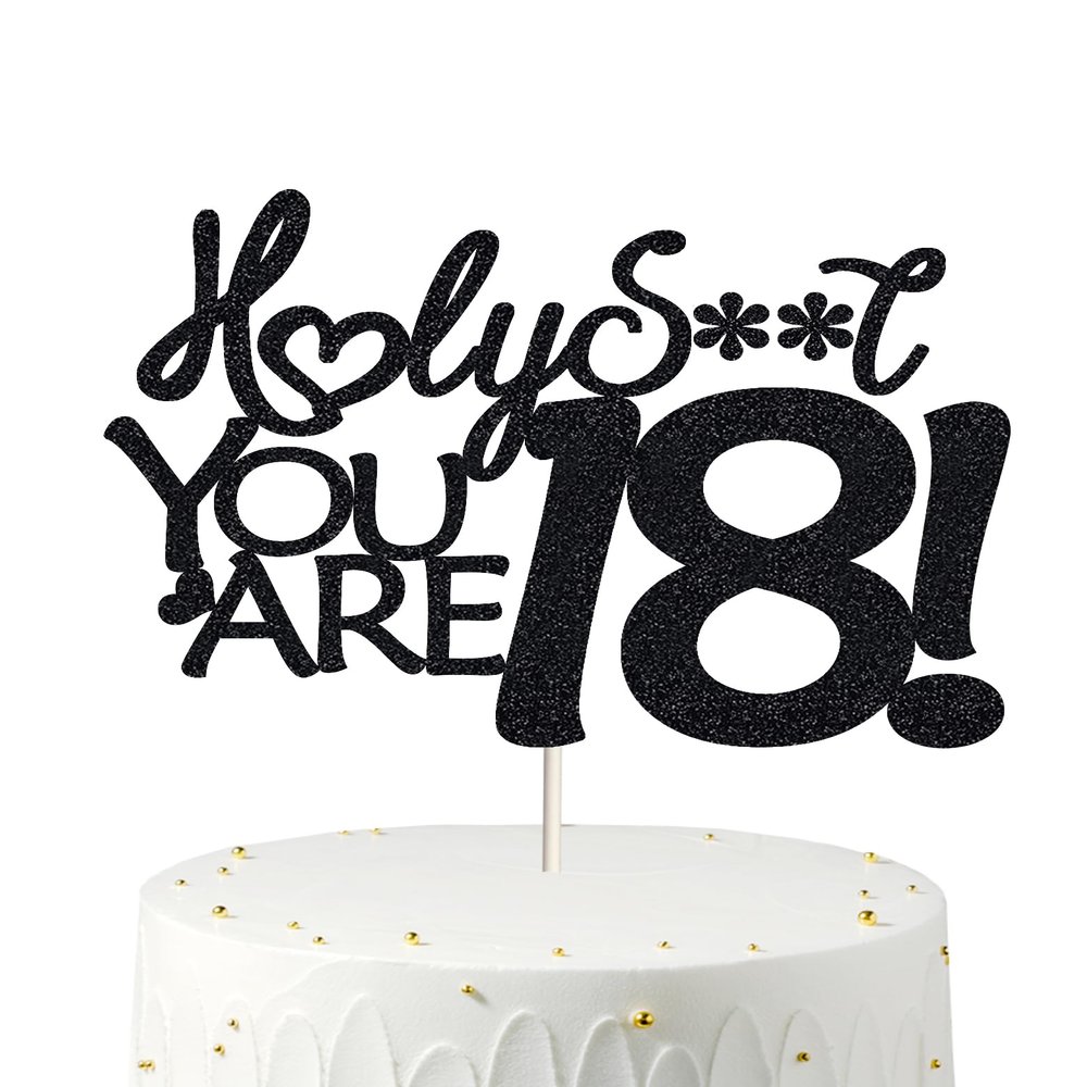 18 Birthday Cake Toppers-Black Glitter, Funny 18th Cake Topper for Men,18 Cake Topper For Women, 18th birthday decorations,18th Birthday Cake Topper Eighteen