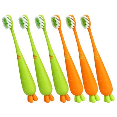 Beaupretty 6 Pack Kids Carrot Toothbrush Soft Manual Toothbrush for Children Toddler