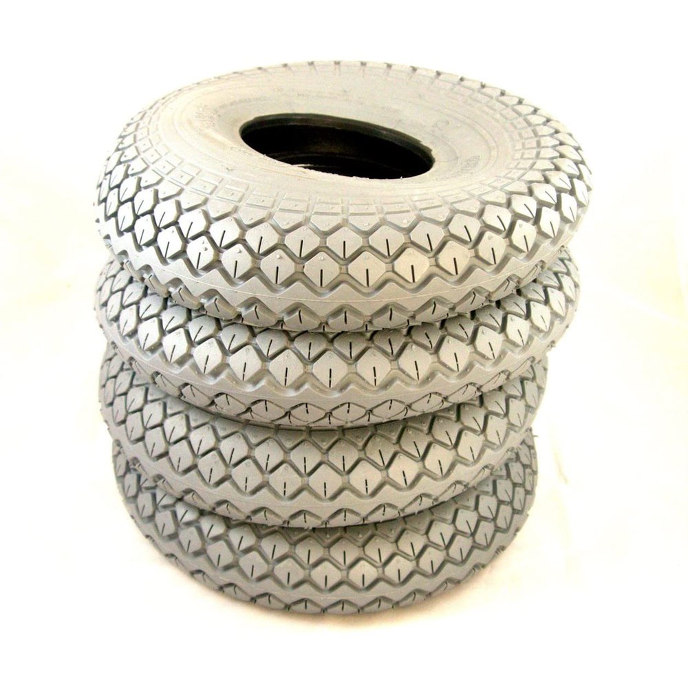 1 Set of 4 330x100 400x5 Grey Pneumatic Block Mobility Scooter Tyres 4.00-5