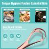 New Upgrade Tongue Scraper with Dual Scraping Head Fight Bad Breath, Metal Tongue Cleaner Help Oral Hygiene, Tongue Scraper for Adults and Kids, Two Colors in Pack, Travel Friendly, by RONAVO view 3