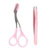 1 Pieces Eyebrow Scissors and Tweezer Kit, Professional Eyebrow Trimming Scissors, Modeling Eyebrow Scissors with Comb with 1 Piece Eyebrow Tweezers (Pink) view 1