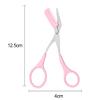 1 Pieces Eyebrow Scissors and Tweezer Kit, Professional Eyebrow Trimming Scissors, Modeling Eyebrow Scissors with Comb with 1 Piece Eyebrow Tweezers (Pink) view 2