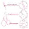 1 Pieces Eyebrow Scissors and Tweezer Kit, Professional Eyebrow Trimming Scissors, Modeling Eyebrow Scissors with Comb with 1 Piece Eyebrow Tweezers (Pink) view 3