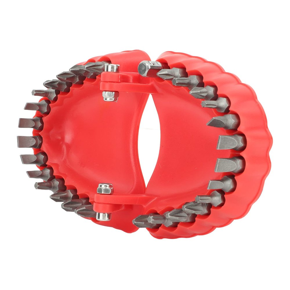 Denture Drill Bit Holder, Red Denture Screwdriver Organizer 3D Sculpture Desk Decor High Temperature Resistance for Home (with Bits)