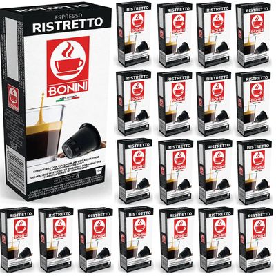 Bonini Nespresso Compatible Ristretto Coffee Pods,100% Italian coffee, Pack of 20 (Total 200 Pods)
