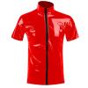 Men's Leather T-Shirt Made in Germany High Gloss Wetlook Patent Look Faux Leather in Black Lingerie for Men Underwear Muscle Shirt Short Sleeve Clubwear Patent Look Tops, Red 02, XXXXXXL view 1
