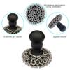 316 Upgraded Chainmail Scrubber with Silicone Handle Cast Iron Cleaner for Cast Iron Grill Pan Skillet Wok Bakeware Ergonomic to Hold Easy to Use Dishwasher Safe, Scrubber + Scraper + Towel (Black) view 3