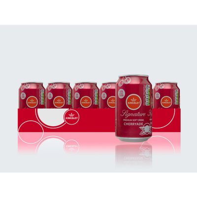 Kingsley Signature Cherryade, Premium Flavoured Carbonated Soft Drink, 100% Natural Flavourings & Colourings, Gluten Free, Vegetarian, Manufactured in the UK 24 x 330ml