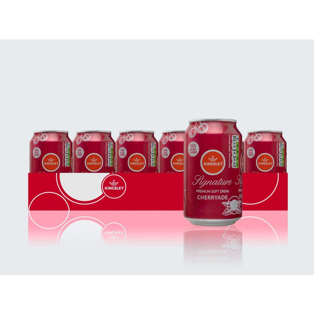 Kingsley Signature Cherryade, Premium Flavoured Carbonated Soft Drink, 100% Natural Flavourings & Colourings, Gluten Free, Vegetarian, Manufactured in the UK 24 x 330ml