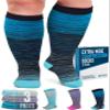 Doctor's Select 3 Pairs Plus Size Compression Socks Wide Calf - Up to 6XL | 20-30 mmHg Compression Socks for Women Wide Calf, 3 Pairs - Line Patterns, 3XL view 1