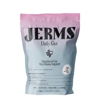 JERMS Daily Gut | Tribiotic Powder with Pre-, Pro- & Postbiotics | 10 Billion CFU + Digestive Enzymes + Feiolix for Metabolic Support | Vegan, No Sweeteners, Gluten-Free | 30 Servings
