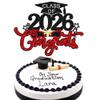 1Pc Congrats Grad 2026 Cake Topper Red Glitter Diploma Graduation Cap Cake Pick Congrats Class of 2026 Cake Decorations for 2026 Graduation Theme High School Boys Girls Graduate Party Supplies view 1