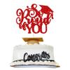 1Pc So Proud of You Cake Topper with Gold Glitter Diploma Graduation Cap Cake Pick Congrats Class of 2023 Cake Decorations for 2023 Graduation Theme High School Boys Girls Graduate Party Supplies Red view 1