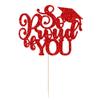 1Pc So Proud of You Cake Topper with Gold Glitter Diploma Graduation Cap Cake Pick Congrats Class of 2023 Cake Decorations for 2023 Graduation Theme High School Boys Girls Graduate Party Supplies Red view 4