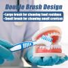 Denture Box Set, Retainer Case Denture Bath Cleaning kit, Denture Box with Mirror, with 2 Aligner Removal Tool, Chewies and Denture Brush for Braces Or Dentures Cleaning Storage for Travel view 4
