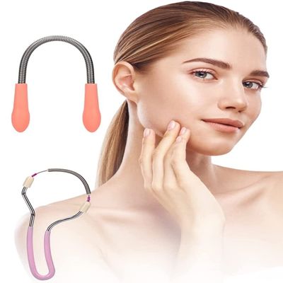 2Pcs Facial Hair Remover Manual Epilator Spring Face Hair Remover with Handle Hair Epilator Tool (Random Colour)