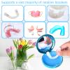 DIDATOOL Electroplated Denture Case with Mirror, Portable Retainer Case Compatible with Transparent Braces, Mouth Guard, Orthodontic Retainers, Braces Box Organize and Protect Oral Supplies (Blue) view 3