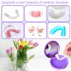 DIDATOOL Electroplated Denture Case with Mirror, Portable Retainer Case Compatible with Transparent Braces, Mouth Guard, Orthodontic Retainers, Braces Box Organize and Protect Oral Supplies (Purple) view 3