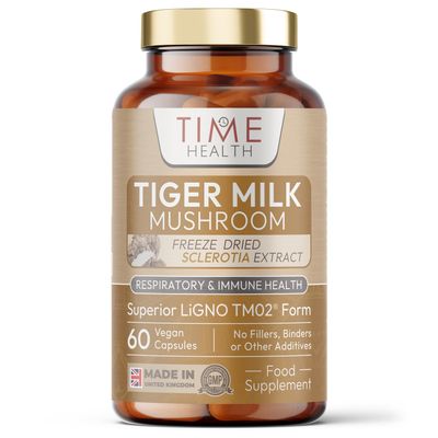 Tiger Milk Mushroom (Lignosus rhinocerus) - Clinically Studied LiGNO TM02 - >30% Polysaccharides - Respiratory, Cognitive & Immune Health - 60 Capsules - UK Made Supplement - GMP - Vegan