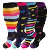 4 Pairs Plus Size Compression Socks for Women & Men, Extra Wide Calf 20-30 mmHg Knee High Compression Stockings for Circulation Swelling Support, A2 Assort 4 Pairs, 4X-Large view 1