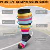 4 Pairs Plus Size Compression Socks for Women & Men, Extra Wide Calf 20-30 mmHg Knee High Compression Stockings for Circulation Swelling Support, A2 Assort 4 Pairs, 4X-Large view 3
