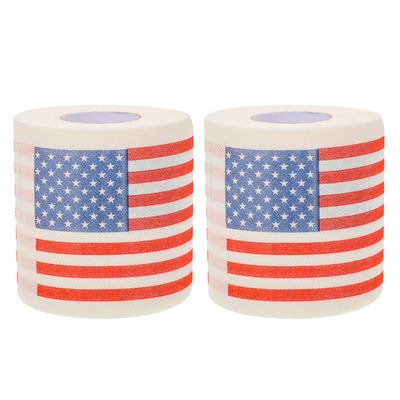 TOYANDONA 3-Ply American Flag Toilet Paper Rolls 2 Pack 150 Sheets Flexible and Absorbent Decorative Printed Tissue Paper for Bathroom Use