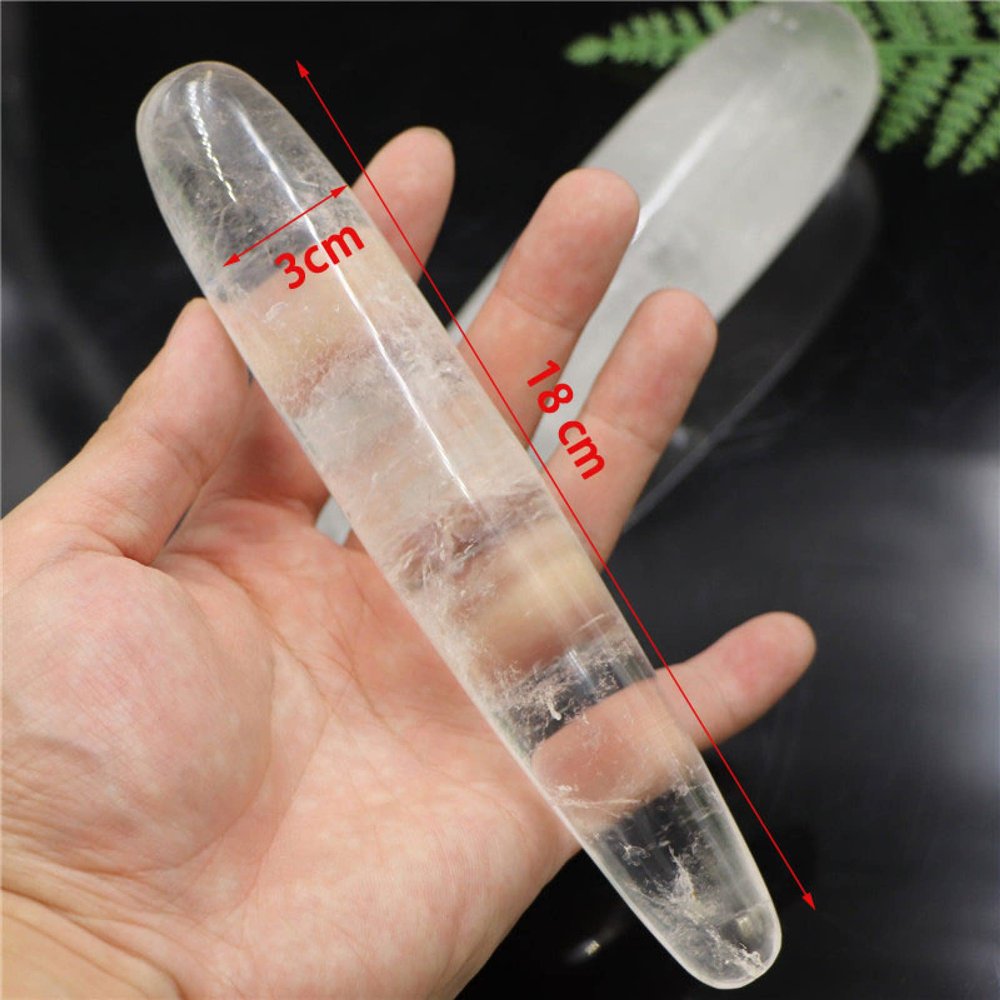 18CM Natural Clear Quartz Yoni Wands Gemstone Wand Massage Stone Wand,Small