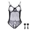 WEITING New Hot Sexy Underwear Babydoll Dress Open Bra Crotch Lace Lingerie for Women Sexy Lingerie Plus Size-black,M view 4