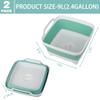 2 Pack Dishpan for Washing Dishes, Wash Basin with Draining Plug Carry Handles, Collapsible Bucket for Cleaning, Portable Sink, Foldable Plastic Tub, 2.4Gal/9L Each view 2