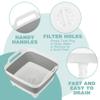 2 Pack Dishpan for Washing Dishes, Wash Basin with Draining Plug Carry Handles, Collapsible Bucket for Cleaning, Portable Sink, Foldable Plastic Tub, 2.4Gal/9L Each view 3