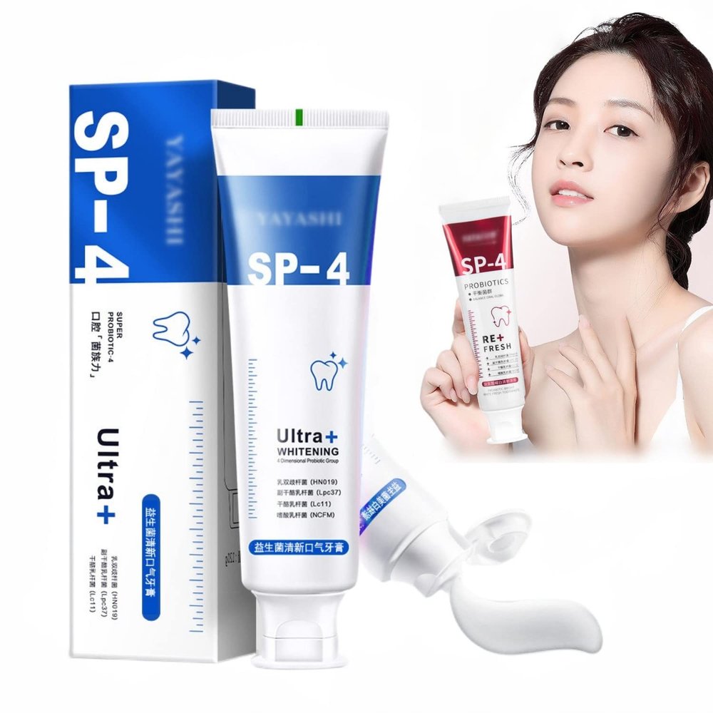 SP-4 Toothpaste, 2 Pcs SP-4 Natural Tooth Whitener, Brightening Toothpaste Fresh Breath Toothpaste, Brightening & Stain Removing Toothpaste, Teeth Whitener Toothpaste (Fresh Breath/Blue)