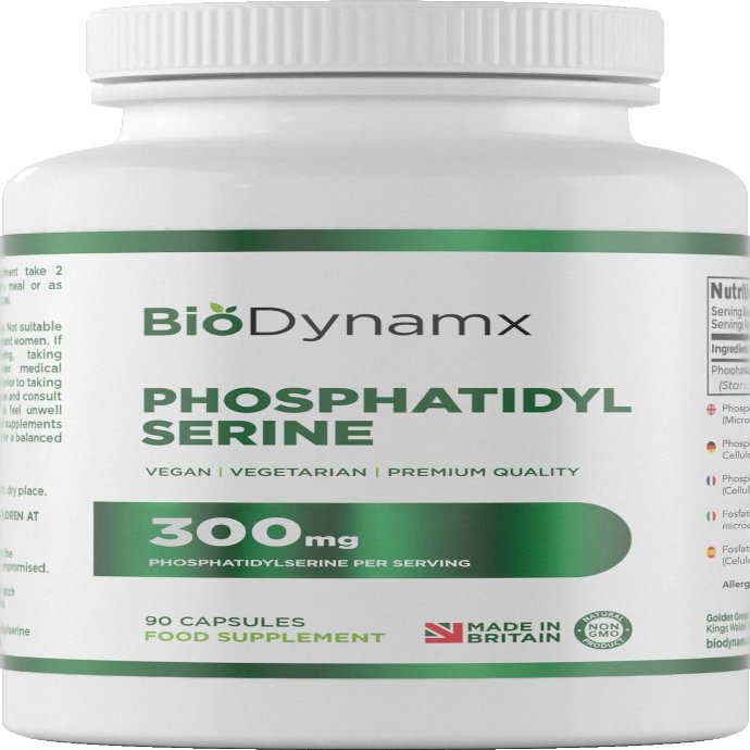 BioDynamx Phosphatidylserine  300 mg Active PS, 90 Vegan Capsules (45 Day Supply)  High-Strength Brain & Focus Support, Gluten & Dairy Free, Made in UK
