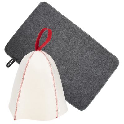 Beavorty Sauna Bath Hat and Felt Mat Set Thickened Felt Sauna Caps and Breathable Head Protection for Steam Bath and 2pcs for Men and Women